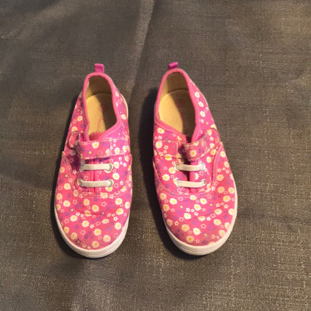 Pink Daisy Velcro Sneakers